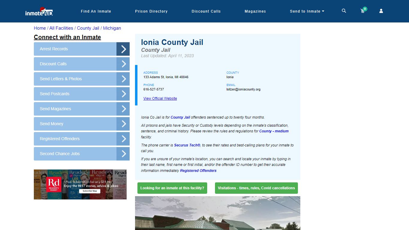 Ionia County Jail - Inmate Locator - Ionia, MI